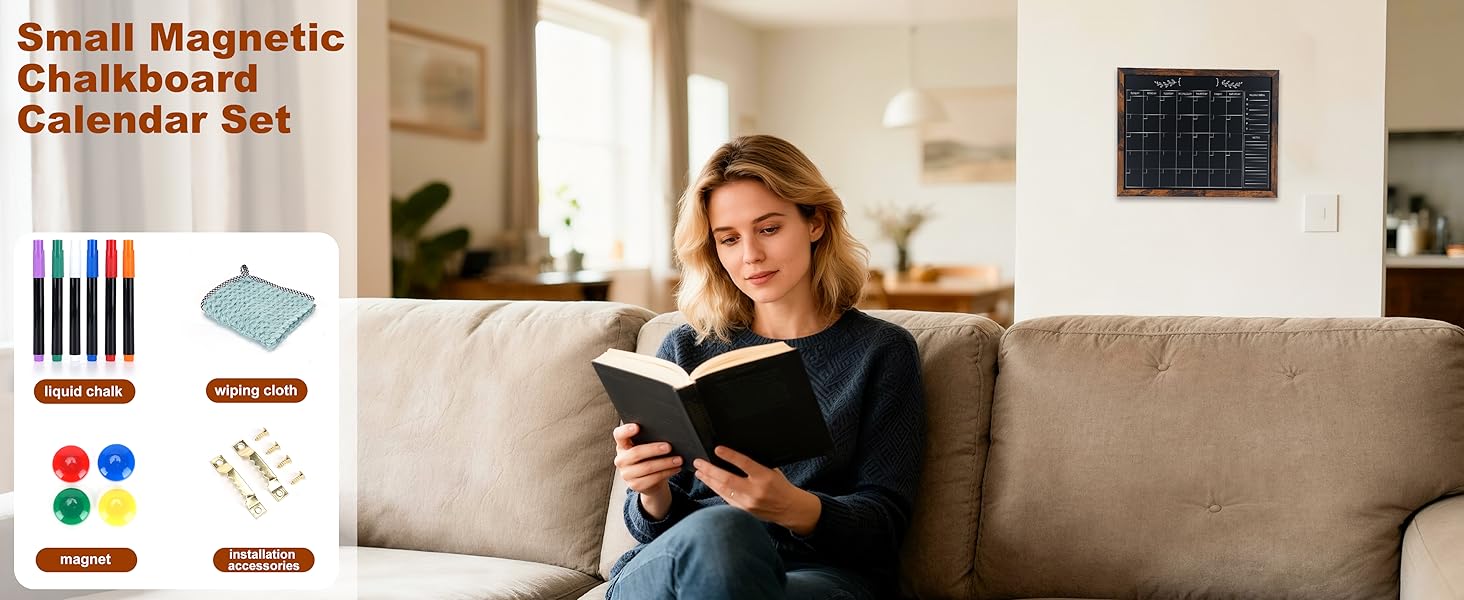 Small Rustic Framed Magnetic Chalkboard Set