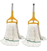 2 Pack 20 Oz Commercial Cotton Mop with 63” Stainless Steel Handle, Heavy Duty Industrial Wet Mop...