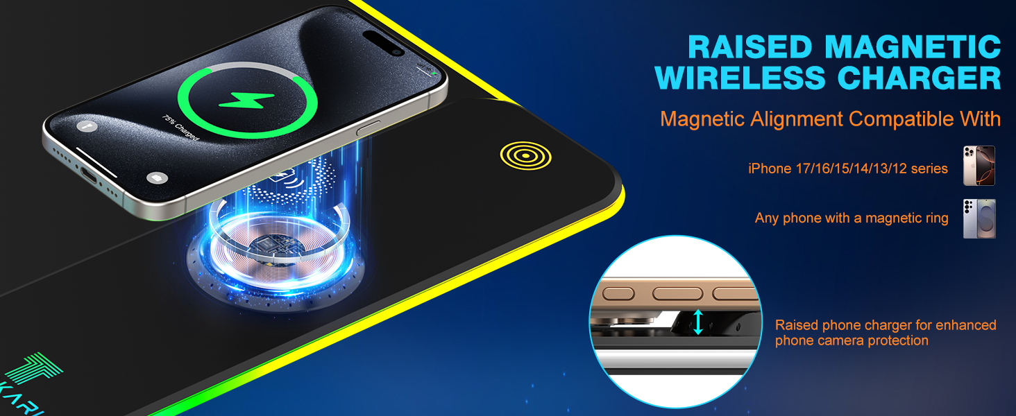 TARKARI Magnetic Wireless Charging RGB Mouse Pad