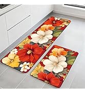 AOHMPT Kitchen Rugs Set of 2, Non-Slip Washable Floor Mats, Colorful Decorative Absorbent Runner ...