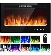 ARLIME 40” Recessed Electric Fireplace 750W/1500W Wall Mounted &amp; in Wall, Smokeless Electric Stov...