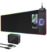 Wireless Charging RGB Gaming Mouse Pad 10W, 31.5"x11.8"x0.12" Extended Large Desk Mat Protector, ...