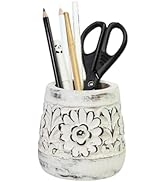 Mie Creations Farmhouse Pencil Holder Pen Stand for Desk Table | Rustic Wooden Pen Cup, Vintage D...