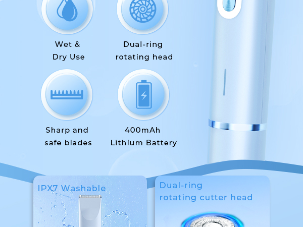IPX7 Washable Dual-ring rotating cutter head Enhanced Dual-Blade Technology TYPE-C charging