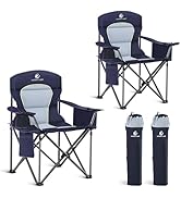 LET'S CAMP Oversized Folding Camping Chair Portable Outdoor Heavy Duty Padded Chairs Lawn Chair w...