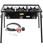 Concord Triple Burner Outdoor Propane Stove Cooker w/ Regulator, 3 Burner Stove Brewing Supply