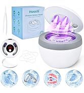 Hossili Ultrasonic Retainer Cleaner Machine, 45kHz 200ML Dental Cleaning Pod with 4 Wash Modes, D...
