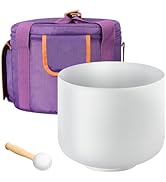 VEVOR Crystal Singing Bowl, 8-inch F Note Heart Chakra Singing Bowl, Portable Frosted Quartz Sing...