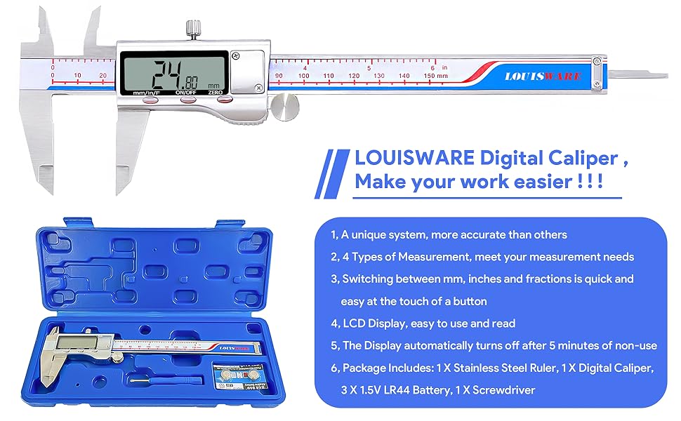 Electronic Micrometer Caliper with Large LCD Screen, Auto-Off Feature