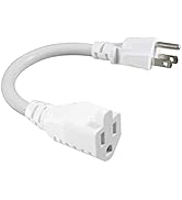 [1 Pack] Short 3Prong Power Extension Cord - White 6inch Mini Indoor Grounded Extension Cord,16AW...