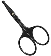 LIVINGO 3.75" Premium Nose Hair Scissors, Curved Safety Blades with Rounded Tip for Trimming Smal...
