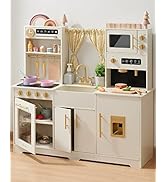 Tiny Land New Modern Play Kitchen for Kids, Toy Kitchen Set with Plenty of Play Features, Kids Pl...
