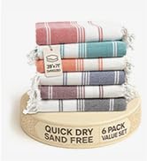 LANE LINEN 6-Pack Oversized Pre-Washed Beach Towels, Stylish Quick-Dry Pool &amp;amp; Travel Towels