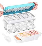 Ice Cube Tray with Lid and Bin, PHINOX 64 pcs Ice Trays for Freezer, Ice Cube Trays for Freezer w...