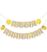 FOZEE Lemon Happy Birthday Banner, Lemon themed Party Decor, Summer Birthday Banner, Lemon Garlan...