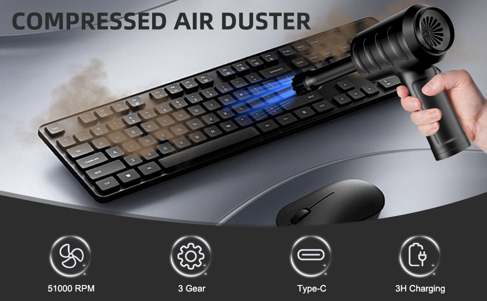 Rechargeable Compressed Air - Compressed Air Duster for pc cleaning