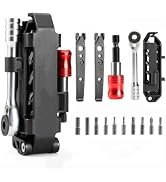 Portable Bike Tool Kit Multi-Function Repair Tool with Ratchet Wrench | 10Bits, 2 Tire Levers, Fo...