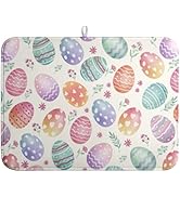 Wnoesat Easter Dish Drying Mat for Kitchen Counter Easter Spring Colorful Eggs Floral Drying Mats...