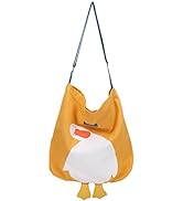 Phaoullzon Cute Canvas Tote Bag Funny Duck Cat Bags Hobo Large Kawaii Shoulder Crossbody Bag