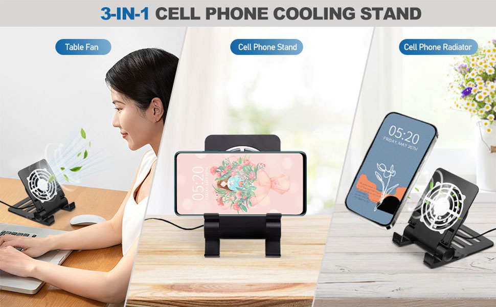 Flat Cooling Fan Tablet Holder Cell Phone Stand with Fan Stable Cooling Stand with Quiet Fan