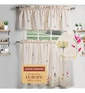 Maison d' Hermine Kitchen Curtains Sets for Windows 100% Cotton Set of Kitchen Curtains Valances ...