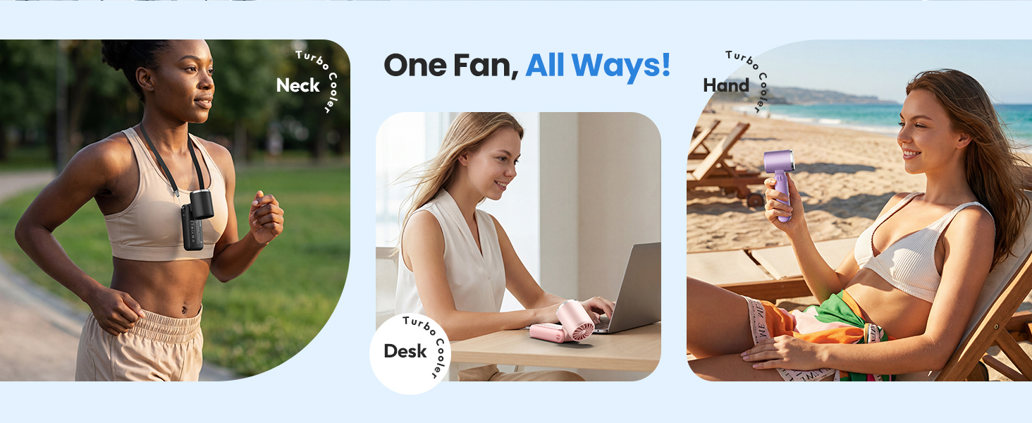 portable handheld turbo fan hand fan foldable portable handheld turbo fan 180° 3 in1 hand desk neck