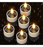 Yme Solar Tea Lights Candles, 6 Pack Small Rechargeable Battery Operated LED Flickering Flameless...