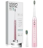 Voom Sonic Pro 5 Electric Toothbrush for Adults - Ultrasonic Electric Toothbrushes with Replacmen...