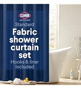 Clorox Bathroom Shower Curtain with Waterproof Lightweight PEVA Liner Set, Standard Size for Bath...