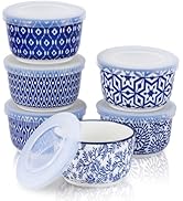 Selamica Ramekins with Lids, 8 oz Oven Safe Creme Brulee Ramekins with Covers, Souffle Dishes Pud...