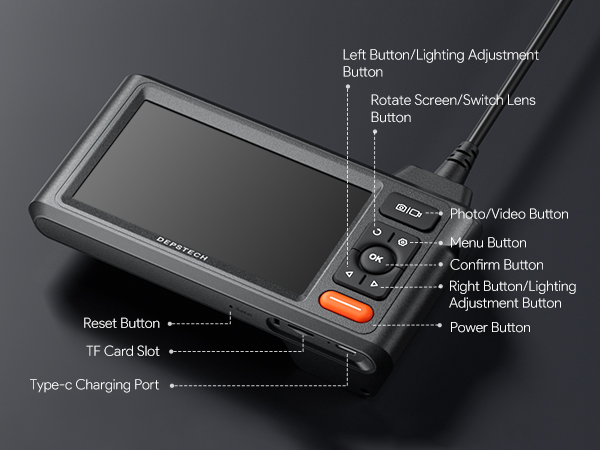 Endoscope Camera with Lights Snake Inspection Scope Camera Industrial Borescope