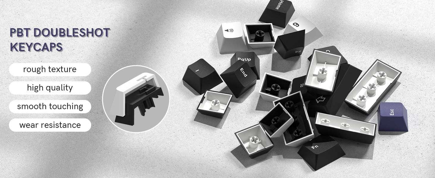Double Shot PBT Keycaps Set 138 Keys, Cherry Profile Custom Keycaps
