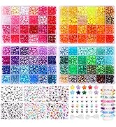 QUEFE 3250pcs Pony Beads Set, Kandi Beads 2400pcs Rainbow Beads in 96 Colors, 800pcs Letter Beads...