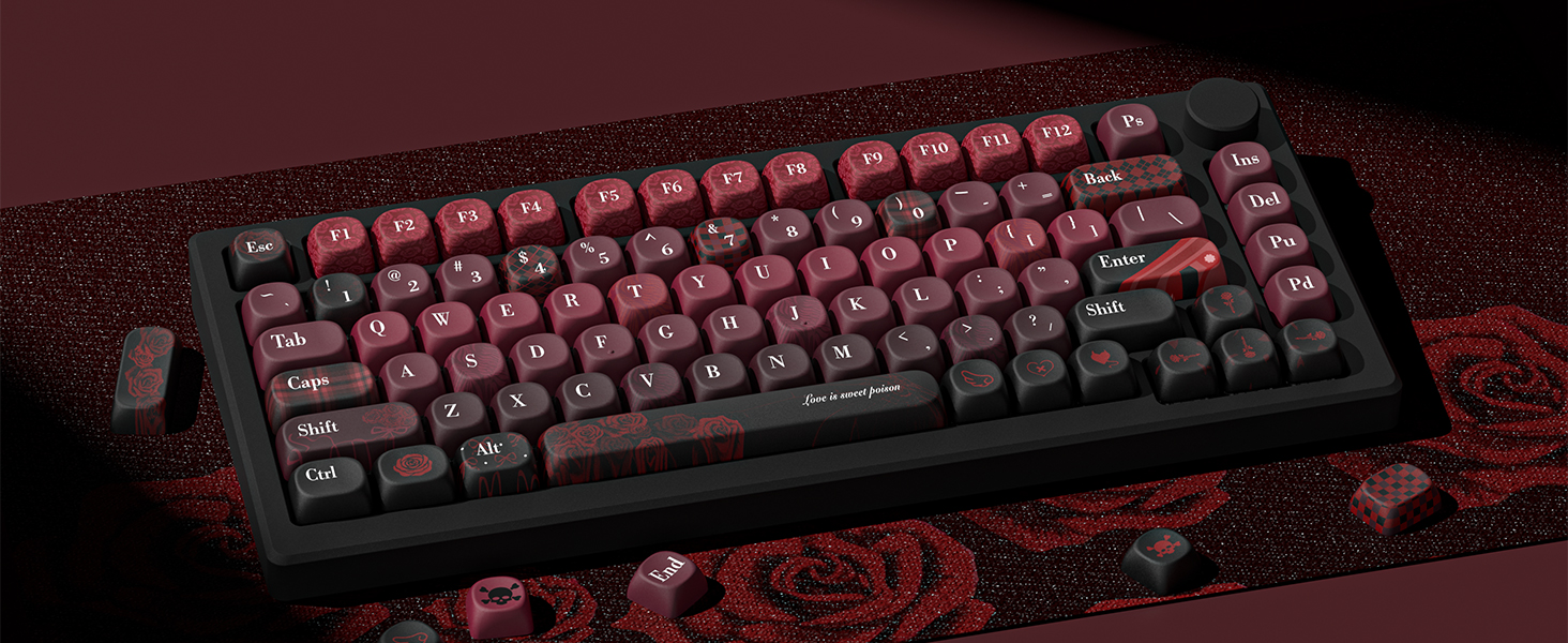 Vintage Red Rose Keycap Set