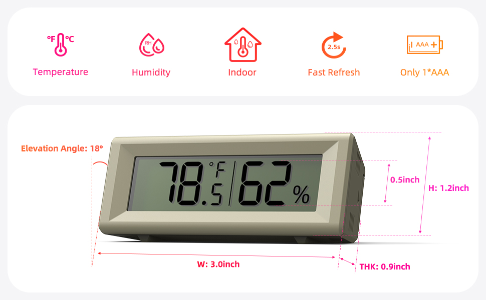 Indoor Temperature and Humidity Monitor – 2 Pack