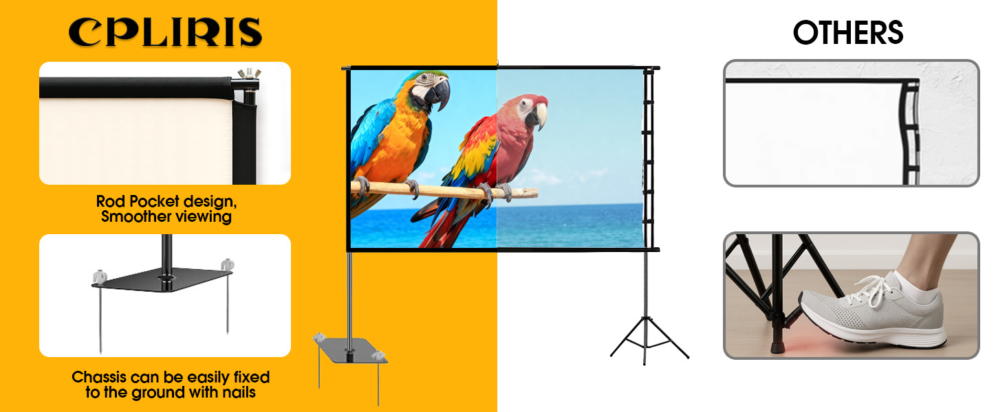 Outdoor Projector Screen with Stand 120 Inch