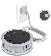 Travel Power Strip USB C, 4 FT Winding Flat Plug Extension Cord with 4 AC Outlets, 3 USB (1 USB C...