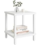 MMEOLUOOK Large End Table Square Side Table Modern Sofa Table 20 Inch Industrial Coffee Table Nig...