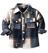 Feidoog Toddler 2 Pack Baby Boys and Girls Plaid Shirts Jacket Long Sleeve Lapel Button Down Shir...