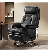 OKUP M02 Triple Motor Executive Office Chair with Power Headrest, Top-Grain Leather 160° Reclinin...