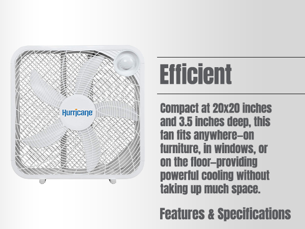 Hurricane 20 Inch Classic Series Floor Box Fan with 3 Efficient Speed Settings