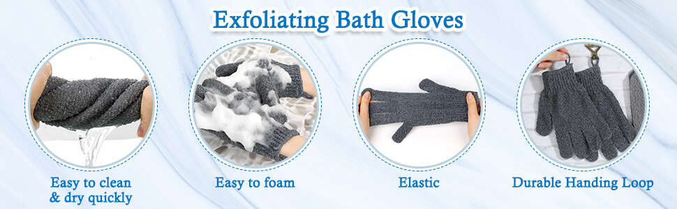 Exfoliating Back Scrubber Bath Gloves Set