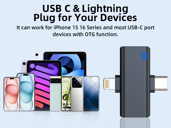 Wide compatibility, iPhone microphone for USB C lightning devices