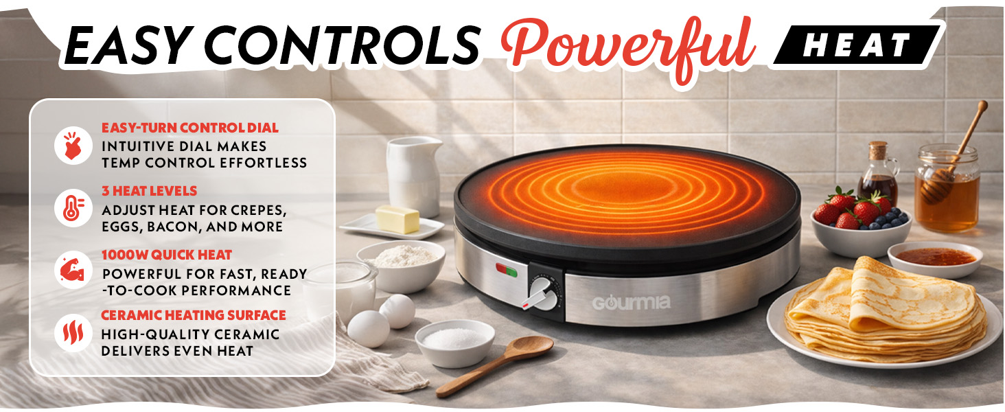 Easy to use Creppe maker heats up evenly for perfect creppes