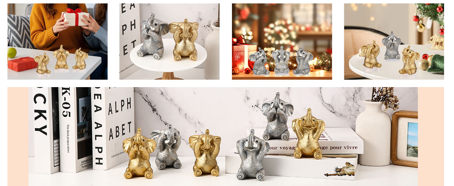 lephant figurines resin elephant decor small elephant statues lucky elephant set