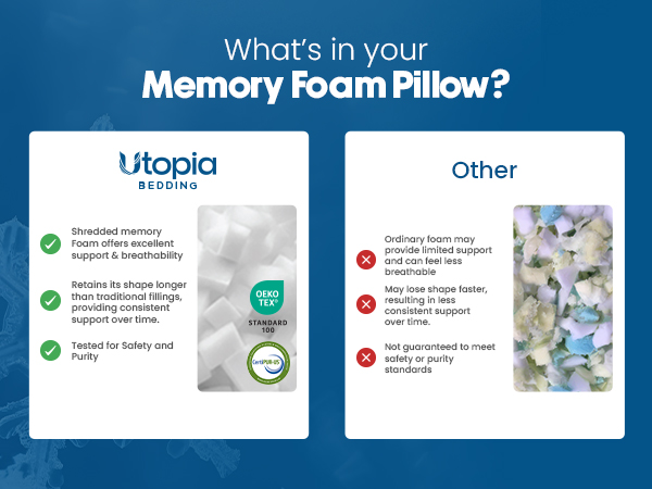 cooling pillow, shredded memory foam pillows, queen pillows, king size, hotel quality bed pillows