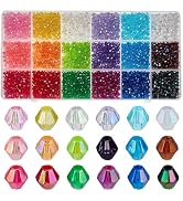 PH PandaHall 3600pcs 4mm Crystal Beads for Jewelry Making, 18 Colors Acrylic Faceted Bicone Beads...