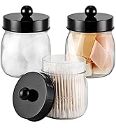 SheeChung 3 Pack Qtip Holder Bathroom Jar Set, Apothecary Mason Jar for Bathroom Vanity Home Stor...