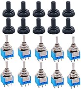 TWTADE / 10 Pcs Mini Toggle Switch ON-Off-ON 3 Position 6 Pins DPDT AC 125V 6A + 10 Pcs Waterproo...