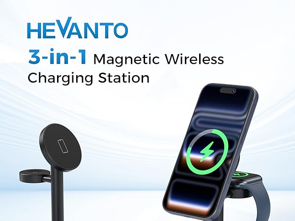 magsafe charger stand 3 in 1 magnetic wireless charging station apple watch iphone 17 16 15 airpods